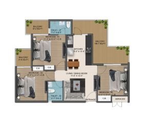 Soha Olive Homes 3 BHK Floor Plan